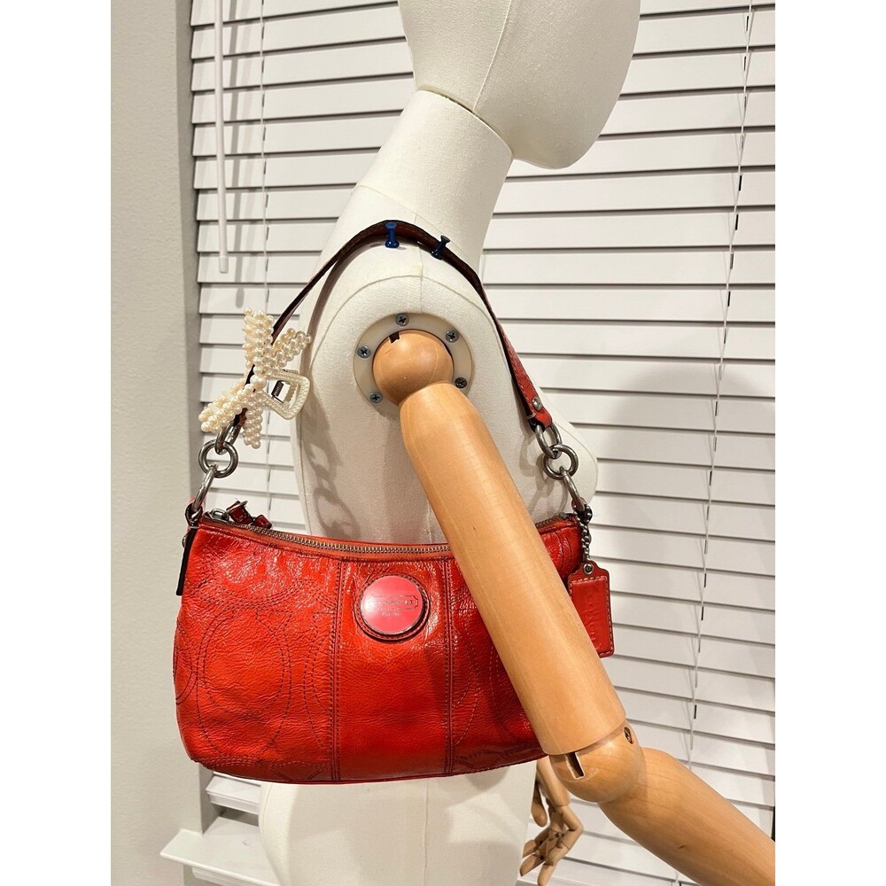 Coach Orange Patent Leather Shoulder Bag